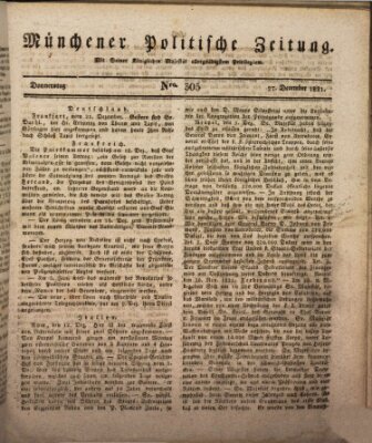 Münchener politische Zeitung (Süddeutsche Presse) Donnerstag 27. Dezember 1821