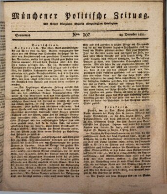 Münchener politische Zeitung (Süddeutsche Presse) Samstag 29. Dezember 1821