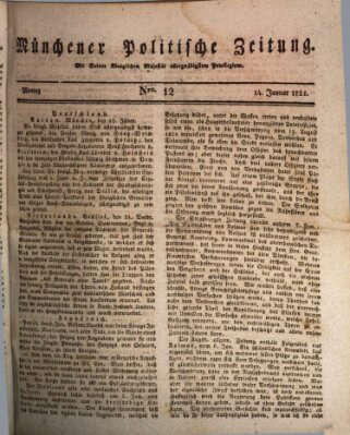 Münchener politische Zeitung (Süddeutsche Presse) Montag 14. Januar 1822