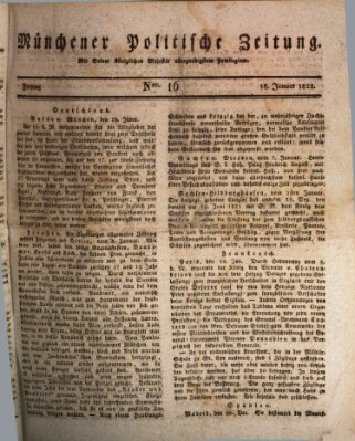 Münchener politische Zeitung (Süddeutsche Presse) Freitag 18. Januar 1822