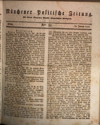 Münchener politische Zeitung (Süddeutsche Presse) Freitag 25. Januar 1822