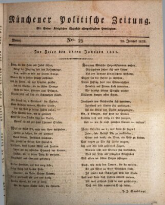 Münchener politische Zeitung (Süddeutsche Presse) Montag 28. Januar 1822