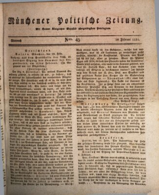 Münchener politische Zeitung (Süddeutsche Presse) Mittwoch 20. Februar 1822