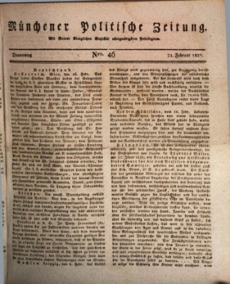 Münchener politische Zeitung (Süddeutsche Presse) Donnerstag 21. Februar 1822