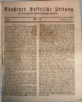 Münchener politische Zeitung (Süddeutsche Presse) Freitag 22. Februar 1822