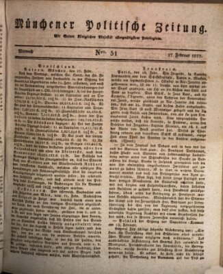 Münchener politische Zeitung (Süddeutsche Presse) Mittwoch 27. Februar 1822