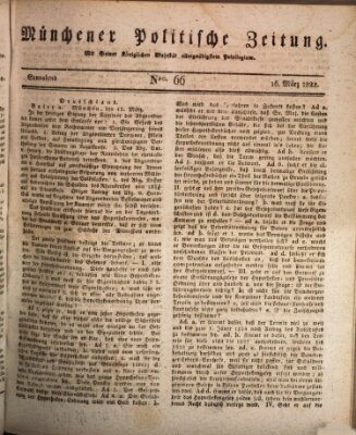 Münchener politische Zeitung (Süddeutsche Presse) Samstag 16. März 1822