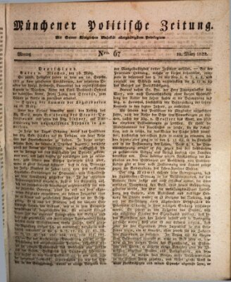 Münchener politische Zeitung (Süddeutsche Presse) Montag 18. März 1822