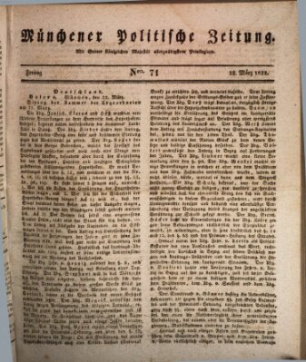 Münchener politische Zeitung (Süddeutsche Presse) Freitag 22. März 1822