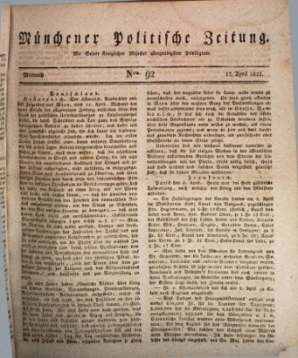 Münchener politische Zeitung (Süddeutsche Presse) Mittwoch 17. April 1822