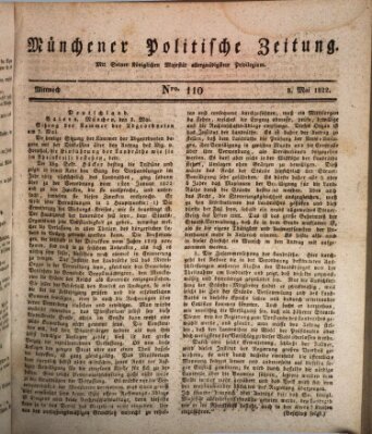 Münchener politische Zeitung (Süddeutsche Presse) Mittwoch 8. Mai 1822