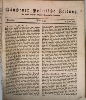 Münchener politische Zeitung (Süddeutsche Presse) Samstag 1. Juni 1822