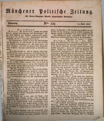 Münchener politische Zeitung (Süddeutsche Presse) Donnerstag 13. Juni 1822