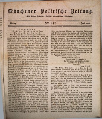 Münchener politische Zeitung (Süddeutsche Presse) Montag 17. Juni 1822