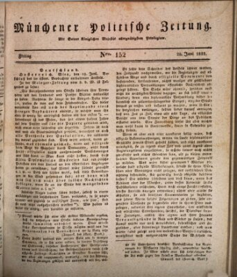 Münchener politische Zeitung (Süddeutsche Presse) Freitag 28. Juni 1822