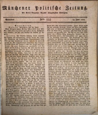 Münchener politische Zeitung (Süddeutsche Presse) Samstag 29. Juni 1822