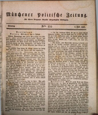 Münchener politische Zeitung (Süddeutsche Presse) Dienstag 2. Juli 1822