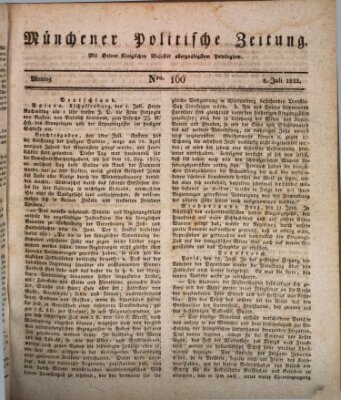 Münchener politische Zeitung (Süddeutsche Presse) Montag 8. Juli 1822