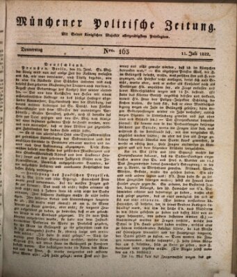 Münchener politische Zeitung (Süddeutsche Presse) Donnerstag 11. Juli 1822