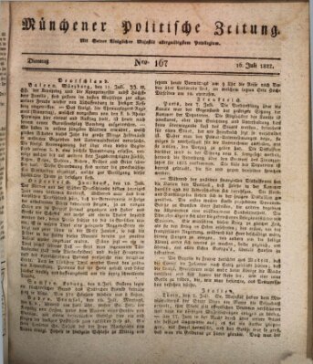 Münchener politische Zeitung (Süddeutsche Presse) Dienstag 16. Juli 1822