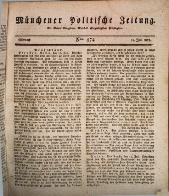 Münchener politische Zeitung (Süddeutsche Presse) Mittwoch 24. Juli 1822