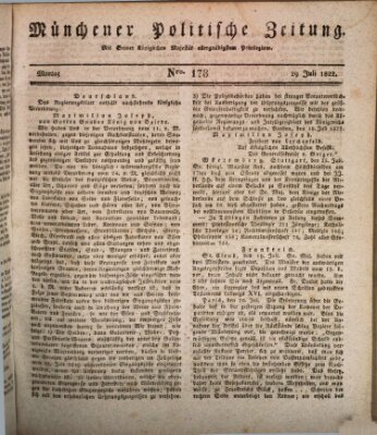 Münchener politische Zeitung (Süddeutsche Presse) Montag 29. Juli 1822