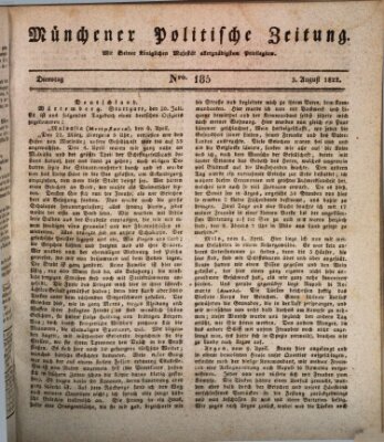 Münchener politische Zeitung (Süddeutsche Presse) Dienstag 6. August 1822