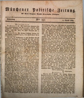 Münchener politische Zeitung (Süddeutsche Presse) Donnerstag 15. August 1822