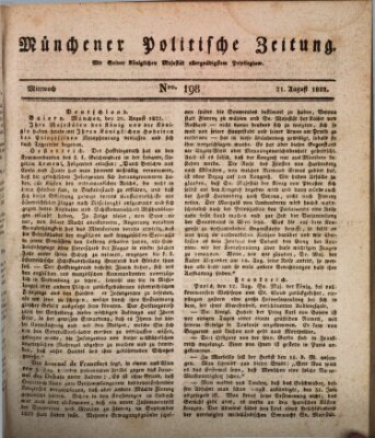 Münchener politische Zeitung (Süddeutsche Presse) Mittwoch 21. August 1822