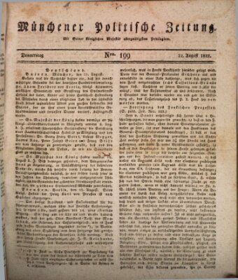 Münchener politische Zeitung (Süddeutsche Presse) Donnerstag 22. August 1822