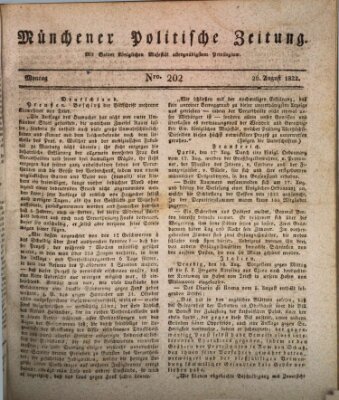 Münchener politische Zeitung (Süddeutsche Presse) Montag 26. August 1822