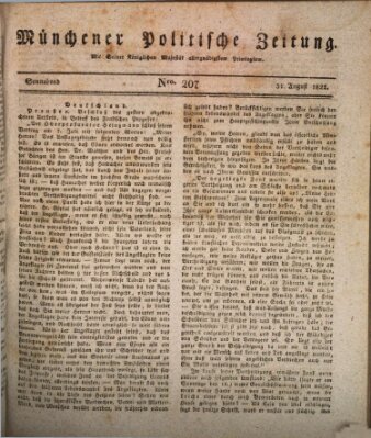 Münchener politische Zeitung (Süddeutsche Presse) Samstag 31. August 1822