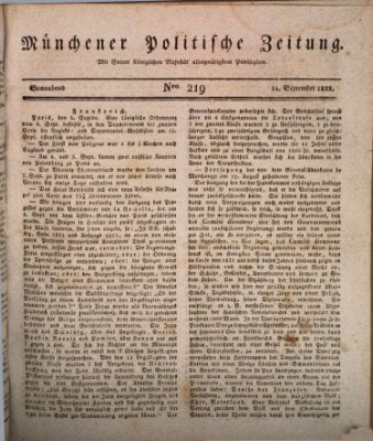 Münchener politische Zeitung (Süddeutsche Presse) Samstag 14. September 1822