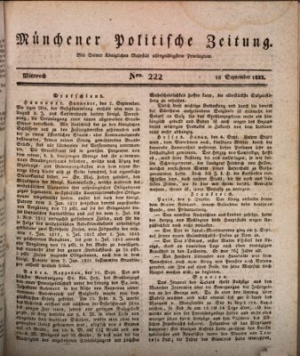 Münchener politische Zeitung (Süddeutsche Presse) Mittwoch 18. September 1822