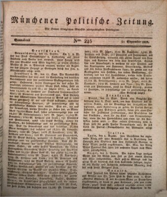 Münchener politische Zeitung (Süddeutsche Presse) Samstag 21. September 1822