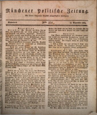 Münchener politische Zeitung (Süddeutsche Presse) Samstag 28. September 1822