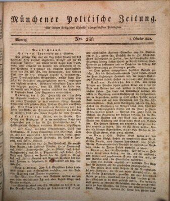 Münchener politische Zeitung (Süddeutsche Presse) Montag 7. Oktober 1822