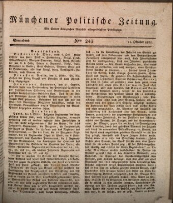 Münchener politische Zeitung (Süddeutsche Presse) Samstag 12. Oktober 1822