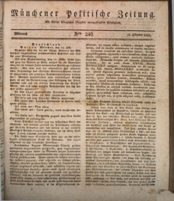 Münchener politische Zeitung (Süddeutsche Presse) Mittwoch 16. Oktober 1822