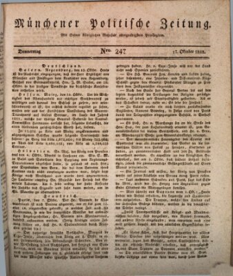 Münchener politische Zeitung (Süddeutsche Presse) Donnerstag 17. Oktober 1822