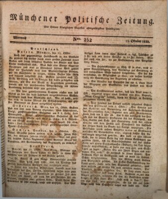 Münchener politische Zeitung (Süddeutsche Presse) Mittwoch 23. Oktober 1822