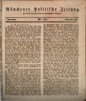 Münchener politische Zeitung (Süddeutsche Presse) Donnerstag 7. November 1822