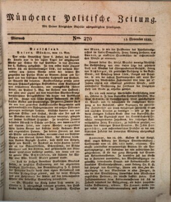 Münchener politische Zeitung (Süddeutsche Presse) Mittwoch 13. November 1822