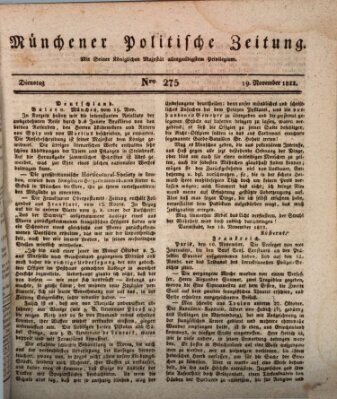 Münchener politische Zeitung (Süddeutsche Presse) Dienstag 19. November 1822