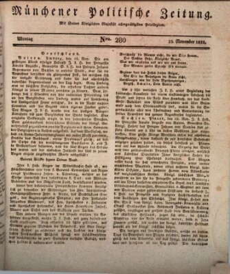 Münchener politische Zeitung (Süddeutsche Presse) Montag 25. November 1822