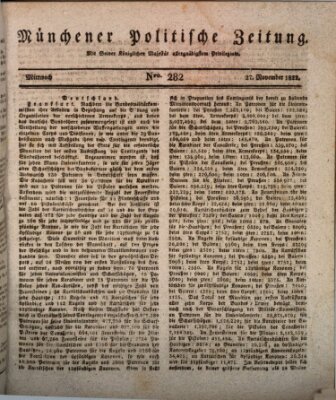 Münchener politische Zeitung (Süddeutsche Presse) Mittwoch 27. November 1822