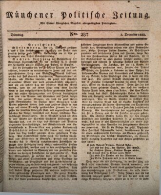 Münchener politische Zeitung (Süddeutsche Presse) Dienstag 3. Dezember 1822