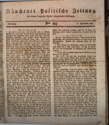 Münchener politische Zeitung (Süddeutsche Presse) Dienstag 17. Dezember 1822