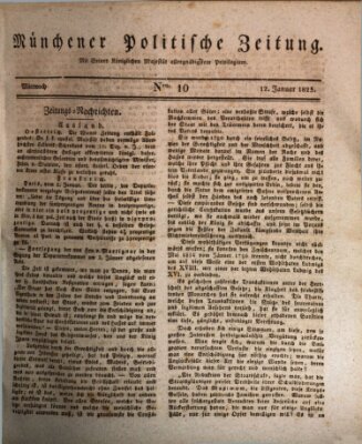 Münchener politische Zeitung (Süddeutsche Presse) Mittwoch 12. Januar 1825