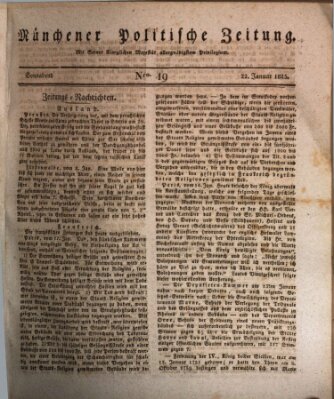 Münchener politische Zeitung (Süddeutsche Presse) Samstag 22. Januar 1825